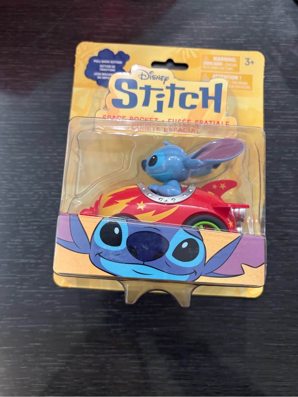 Disney Blue Stitch in Red and Yellow space Rocket Car